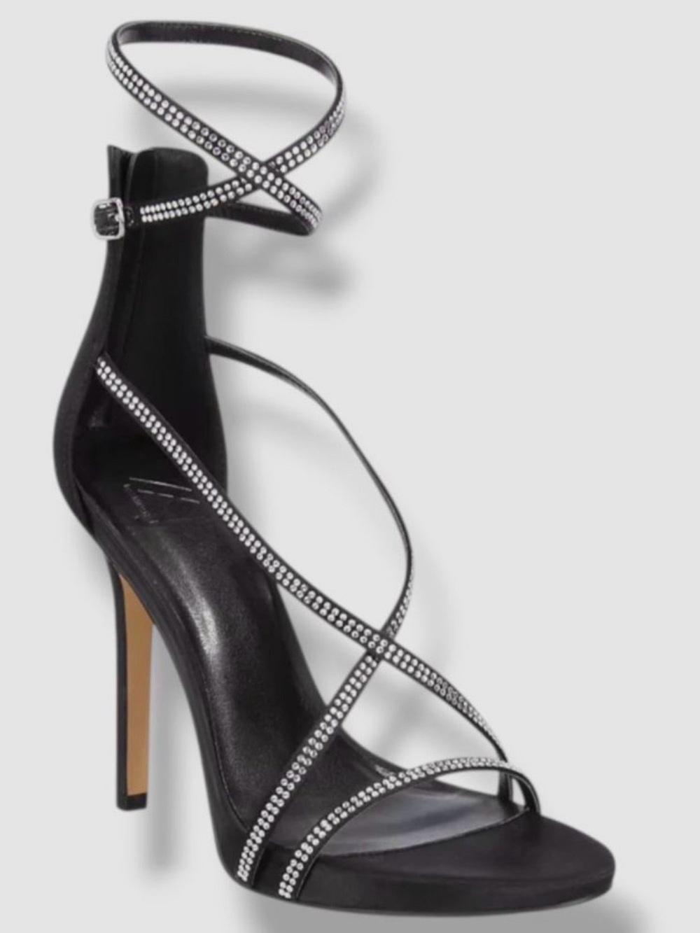 AMINAH IYNA CRYSTAL SILVER Strappy Rhinestone Dress Sandals 7M